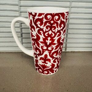 White and red 12 oz ceramic coffee mug